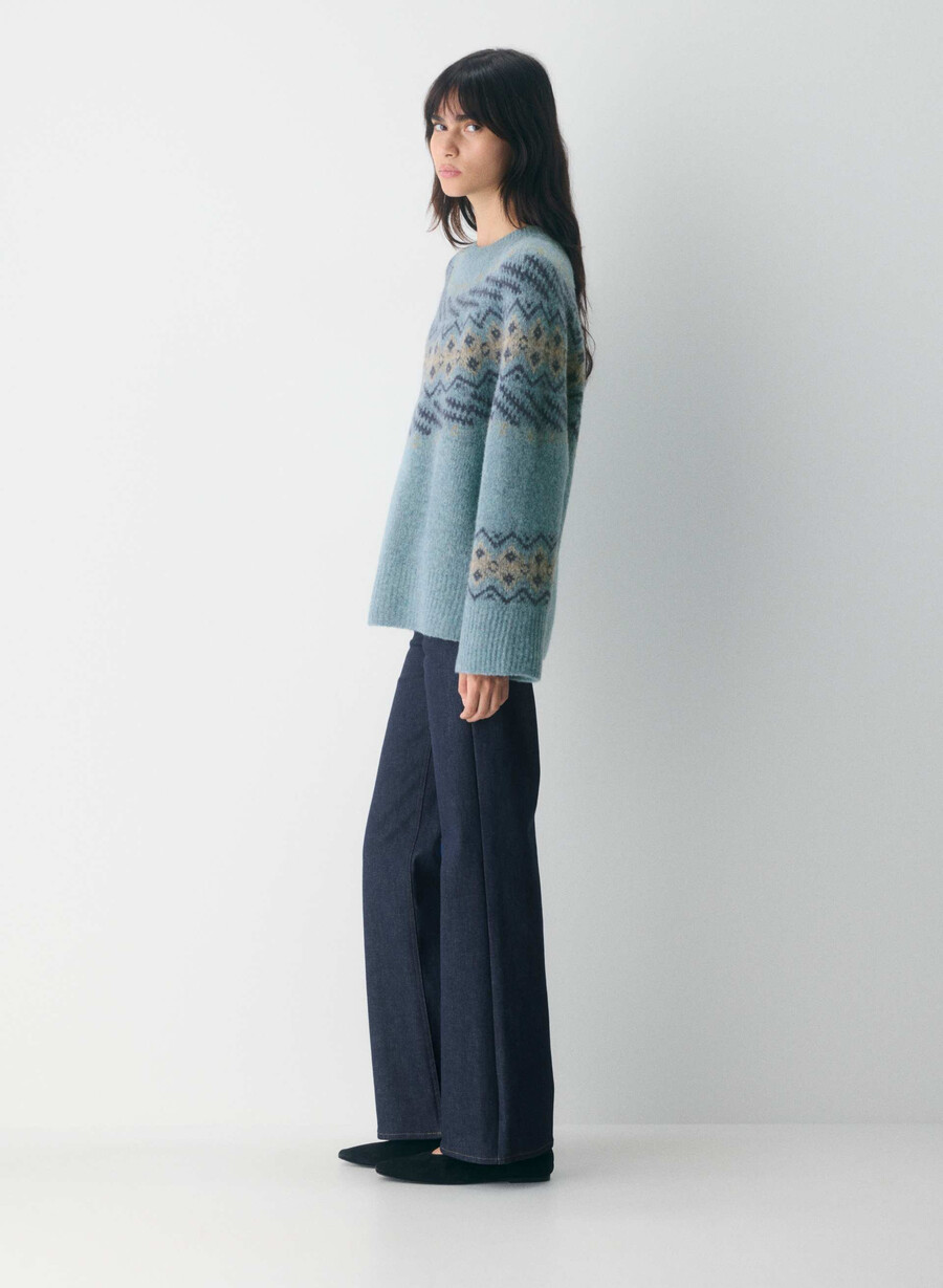 harlow pullover mittelblau mehrfach