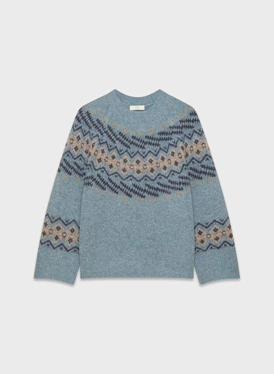harlow pullover mittelblau mehrfach