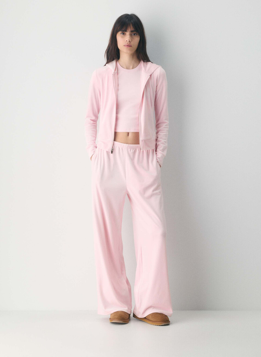 nicole velours-kapuzenpullover mit reißverschluss farbe villa pink