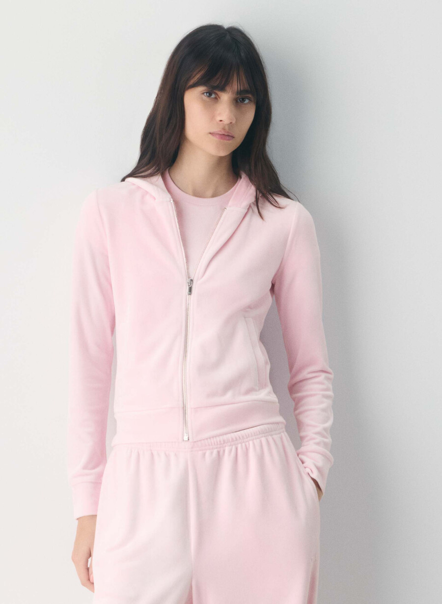nicole velours-kapuzenpullover mit reißverschluss farbe villa pink
