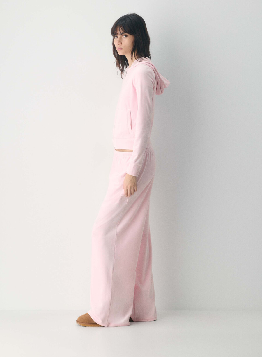 nicole velours-kapuzenpullover mit reißverschluss farbe villa pink