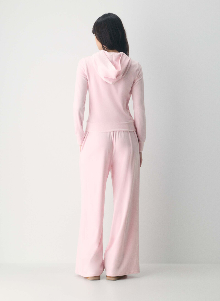 nicole velours-kapuzenpullover mit reißverschluss farbe villa pink