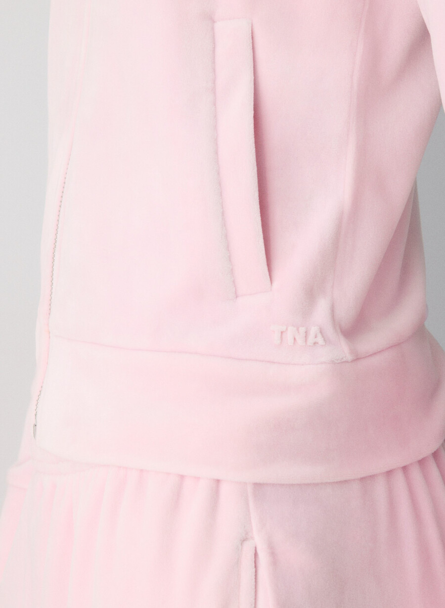nicole velours-kapuzenpullover mit reißverschluss farbe villa pink