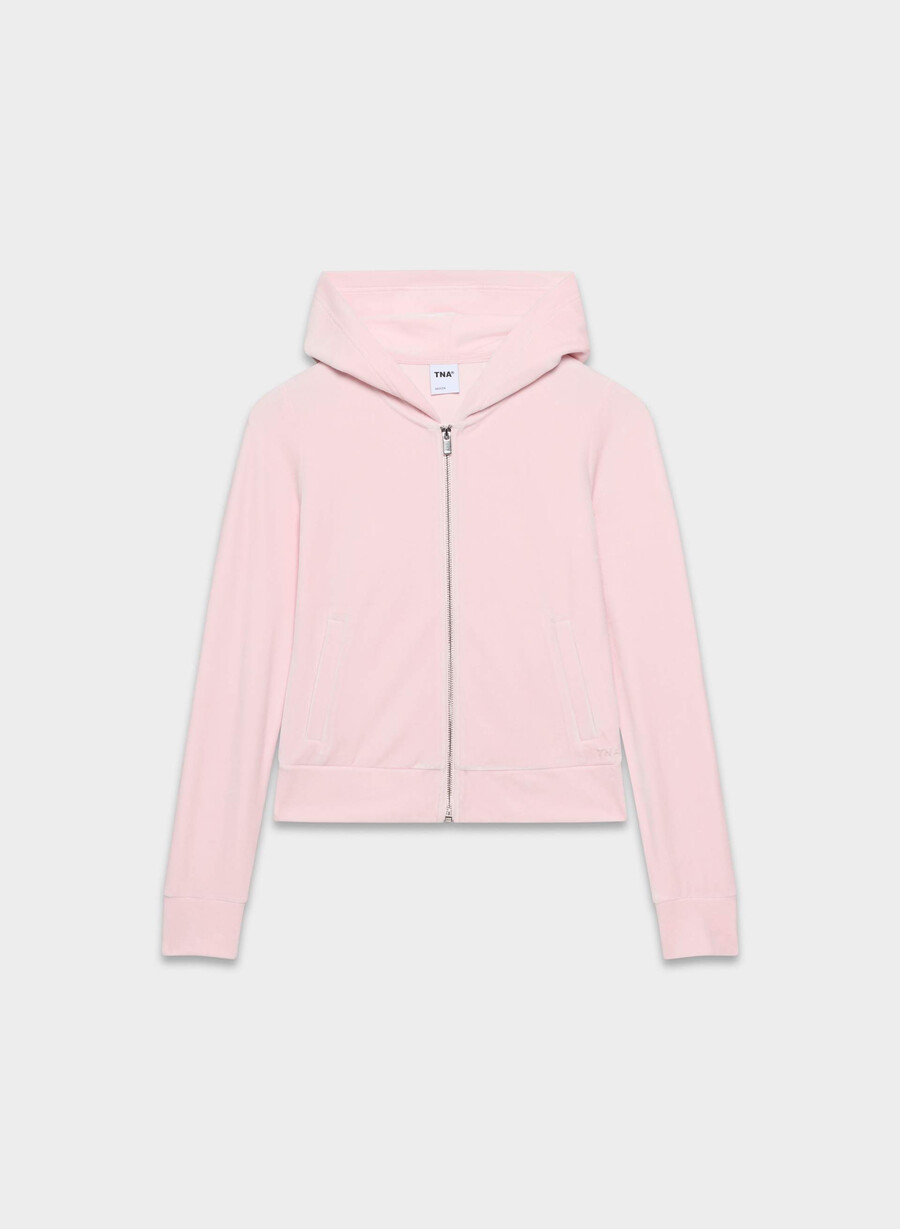 nicole velours-kapuzenpullover mit reißverschluss farbe villa pink