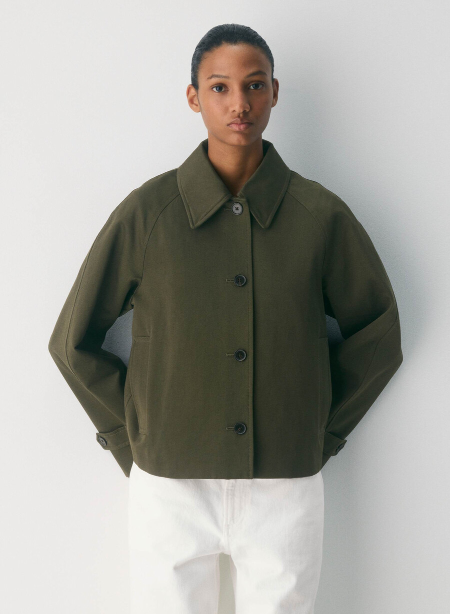 regent kurzer trenchcoat – rich twill dunkeloliv