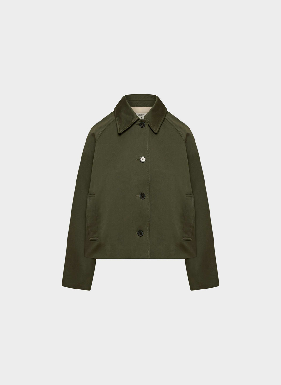 regent kurzer trenchcoat – rich twill dunkeloliv