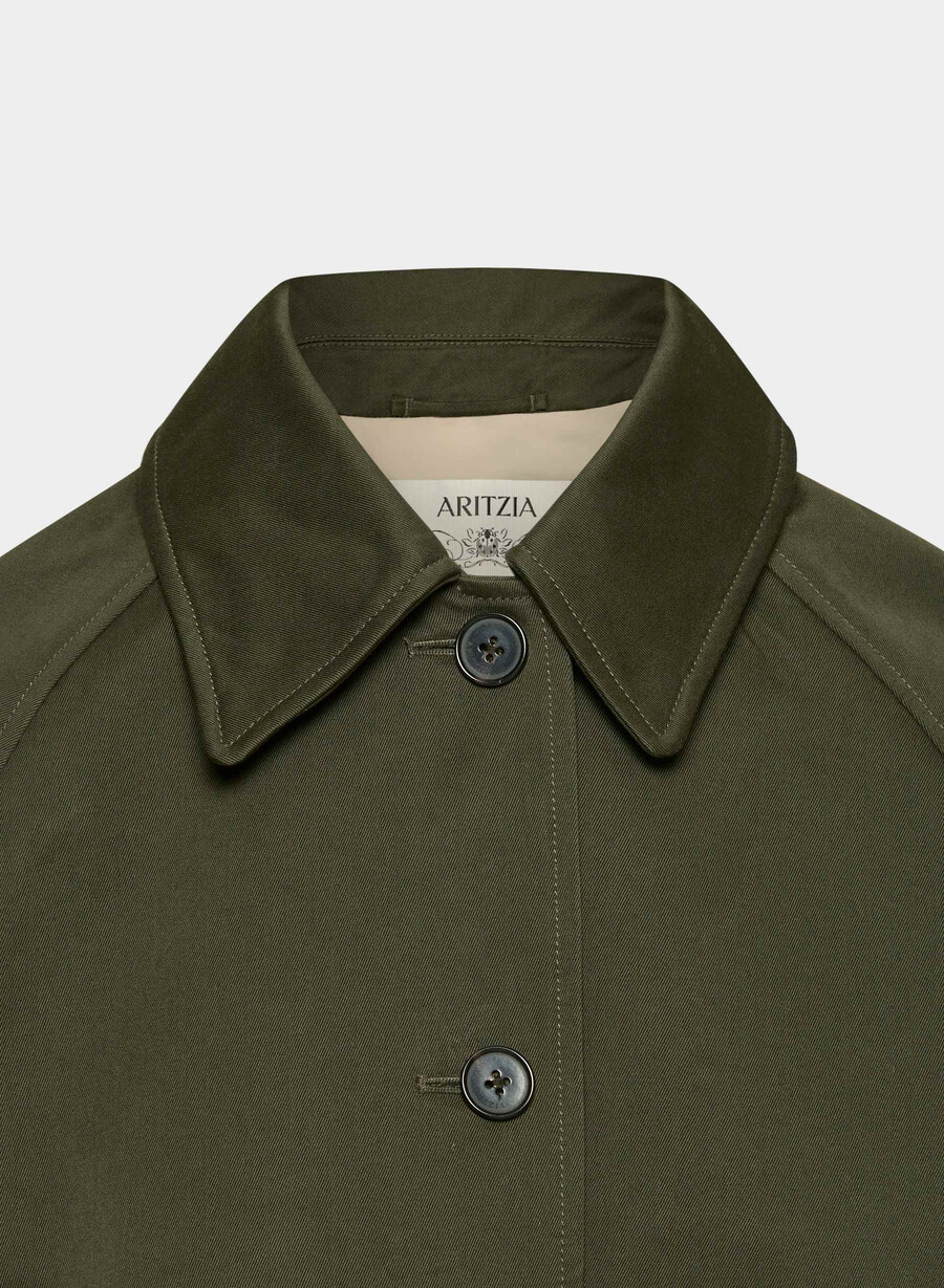regent kurzer trenchcoat – rich twill dunkeloliv