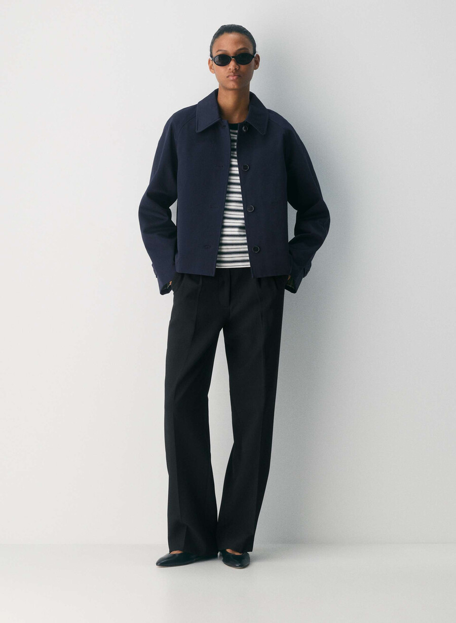 regent kurzer trenchcoat – rich twill dunkelblau
