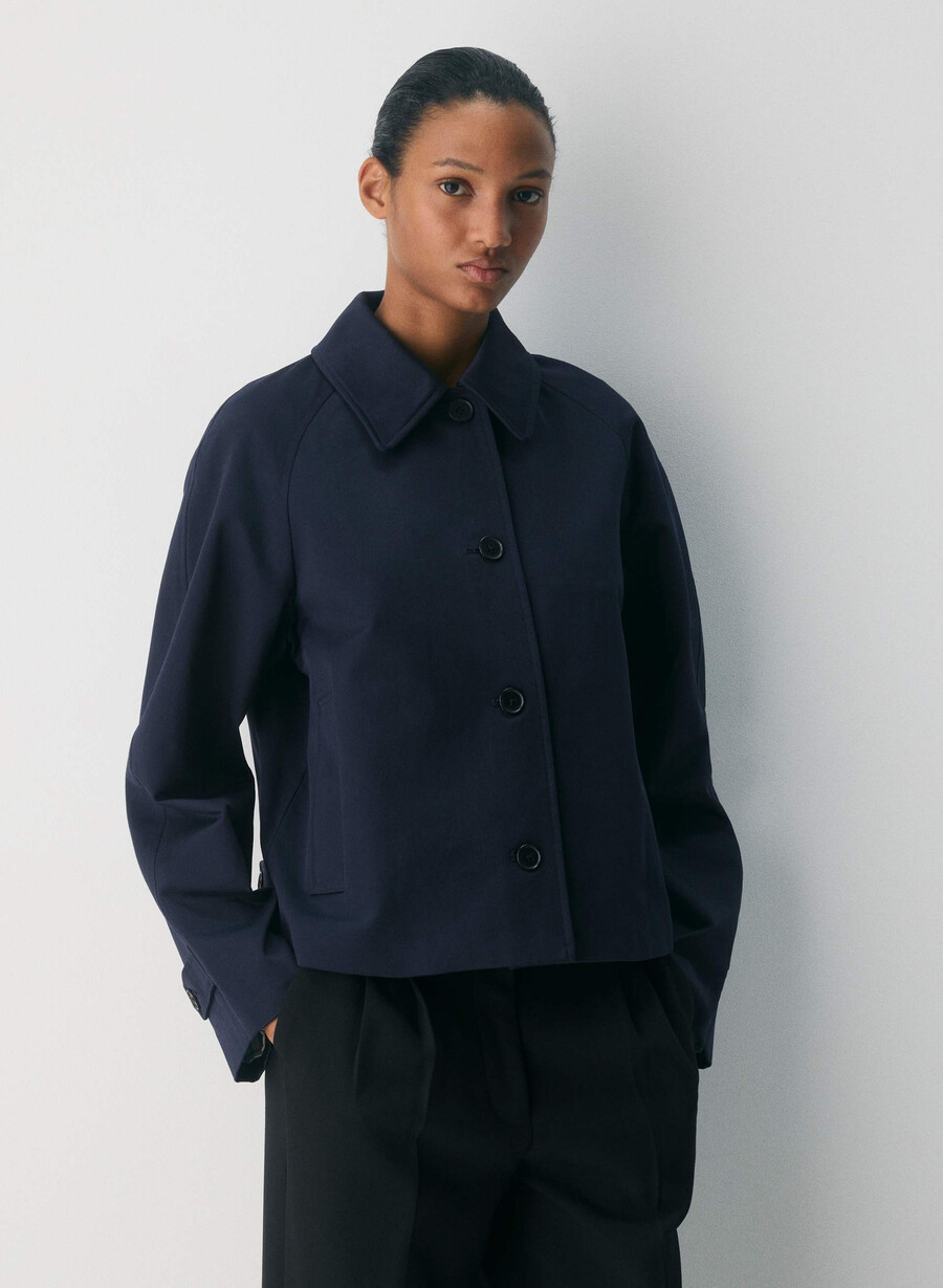 regent kurzer trenchcoat – rich twill dunkelblau