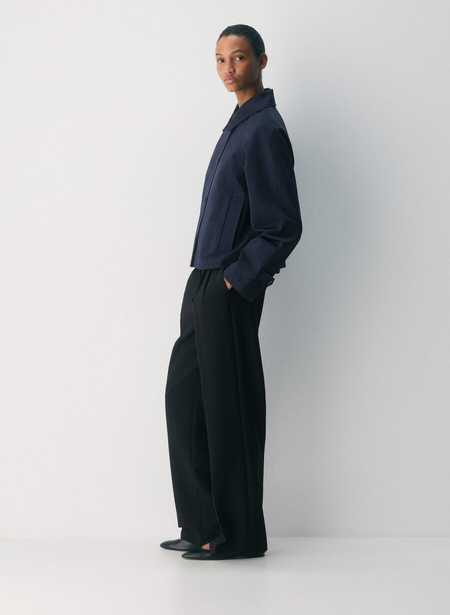 regent kurzer trenchcoat – rich twill dunkelblau