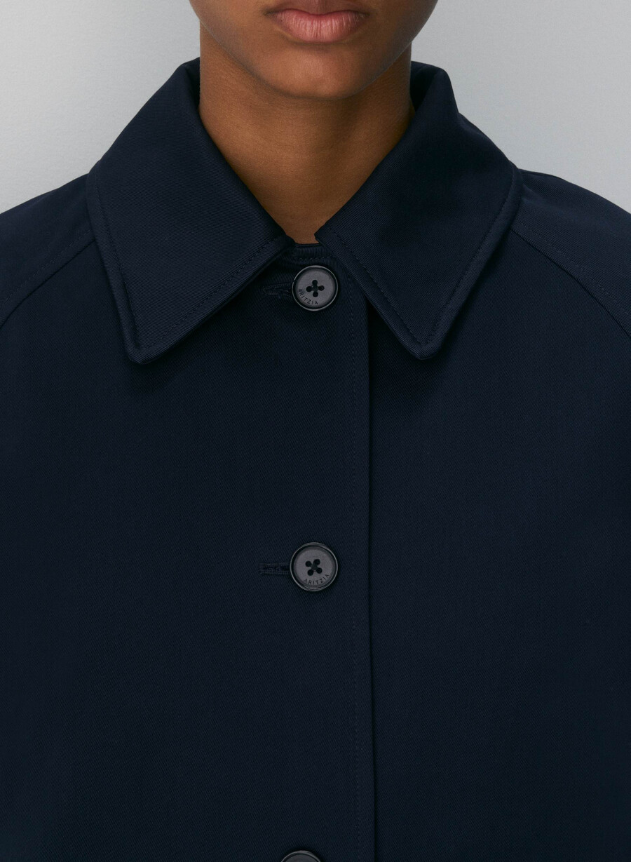regent kurzer trenchcoat – rich twill dunkelblau