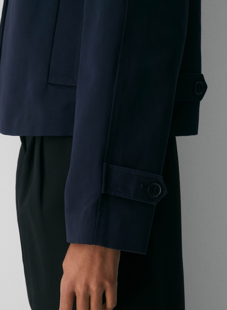 regent kurzer trenchcoat – rich twill dunkelblau