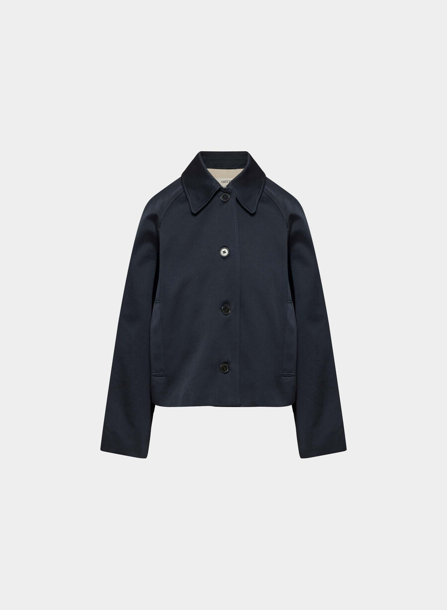 regent kurzer trenchcoat – rich twill dunkelblau