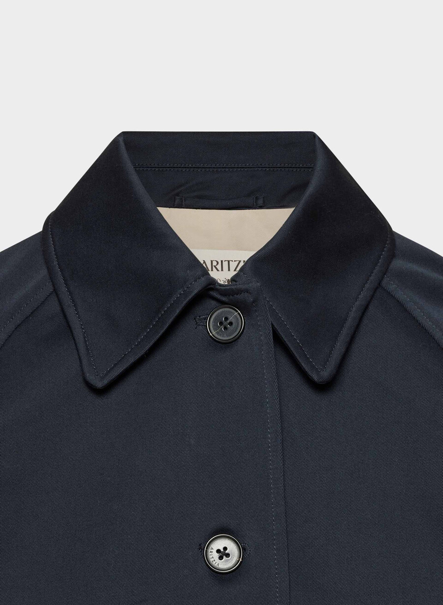 regent kurzer trenchcoat – rich twill dunkelblau