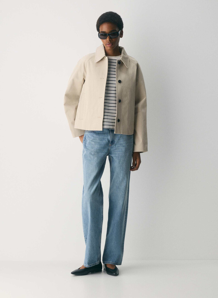 regent kurzer trenchcoat – rich twill marcona beige