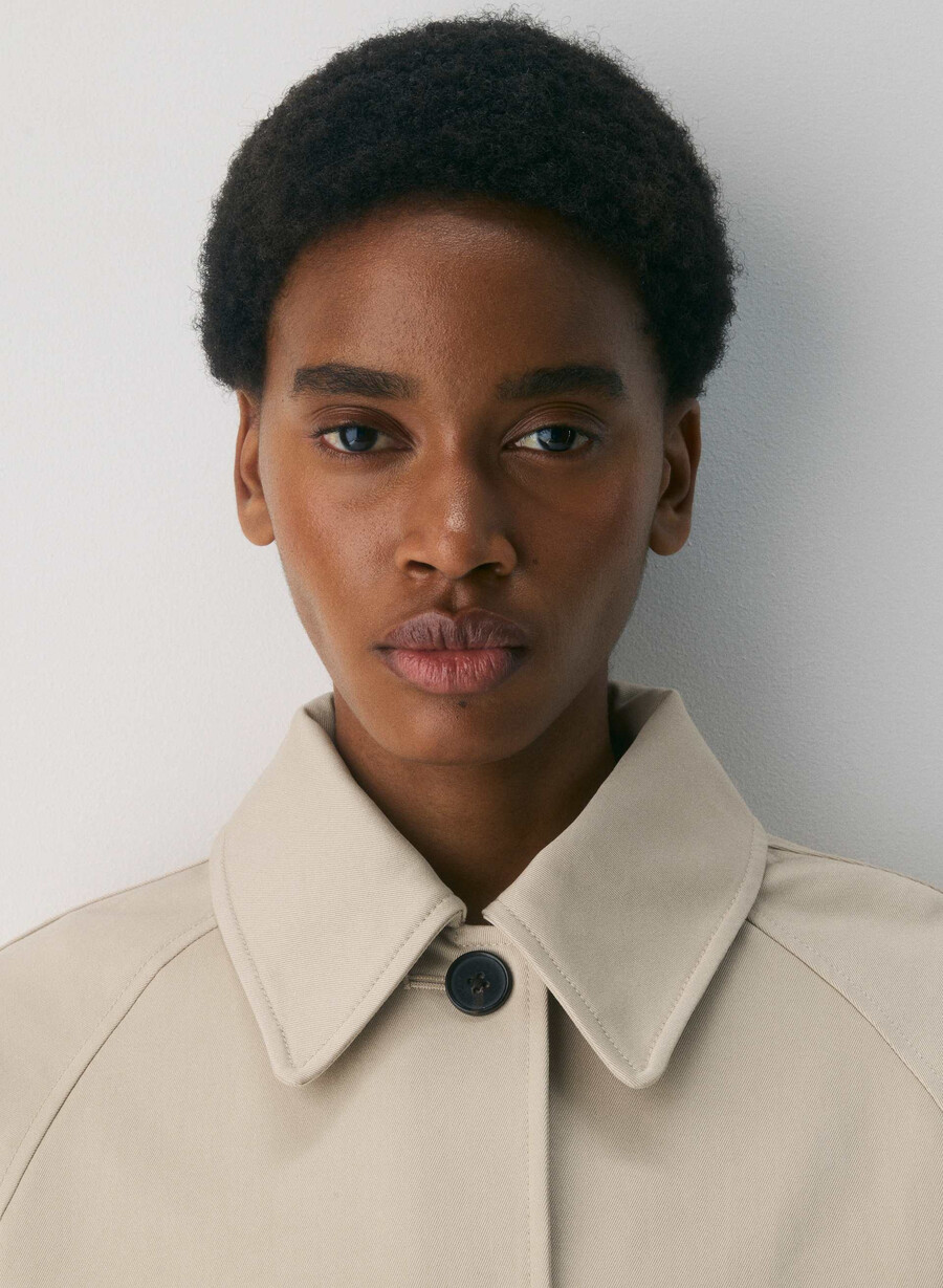 regent kurzer trenchcoat – rich twill marcona beige