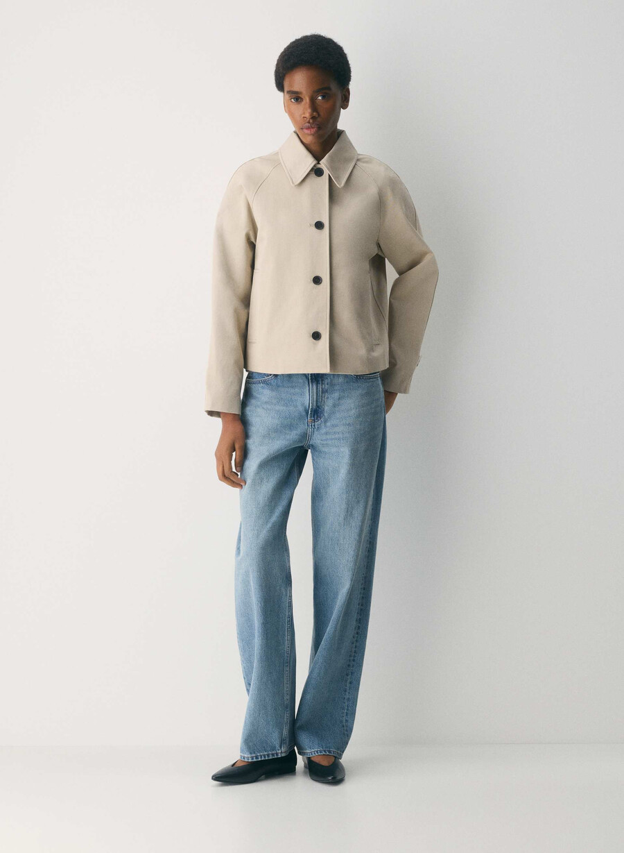 regent kurzer trenchcoat – rich twill marcona beige