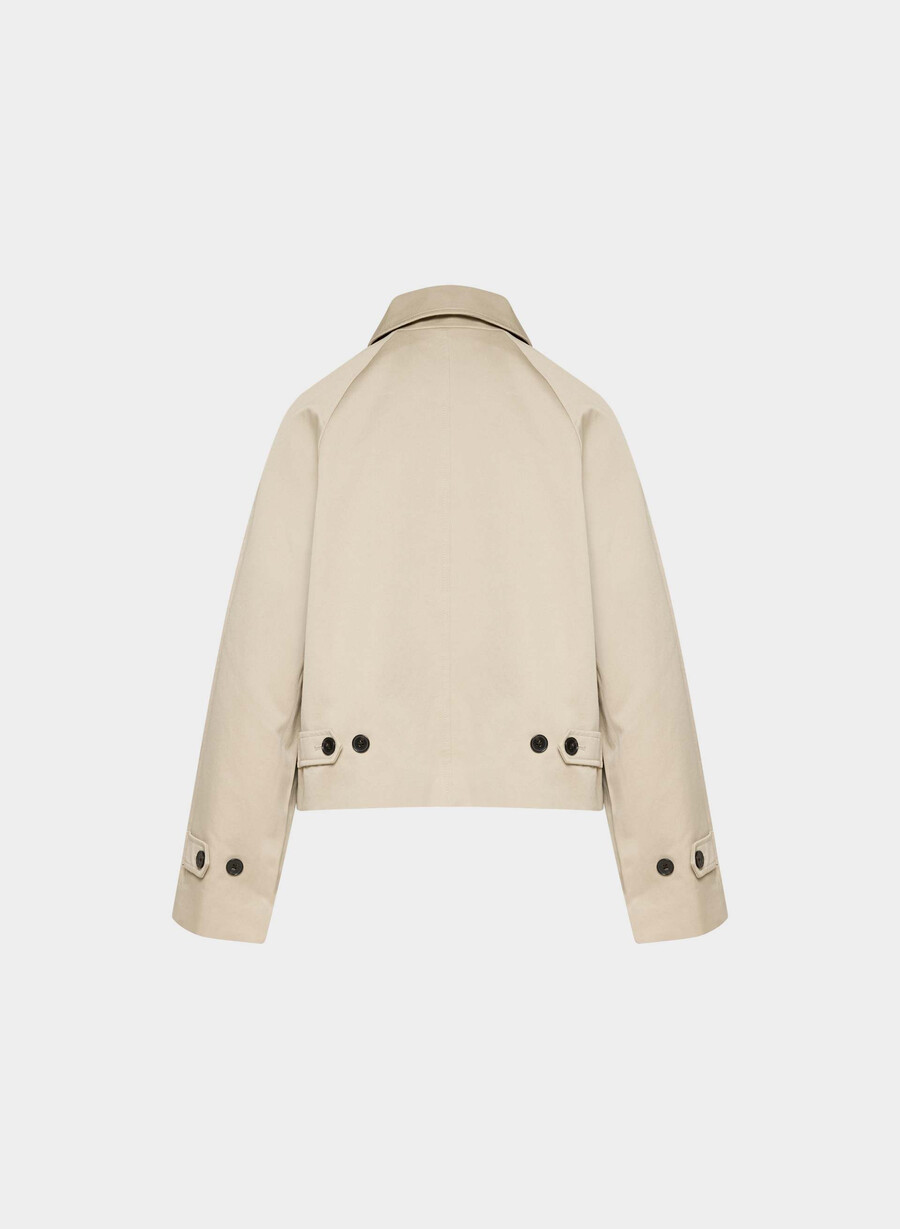 regent kurzer trenchcoat – rich twill marcona beige