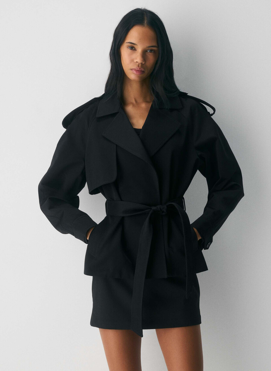 davis trenchcoat – rich twill schwarz