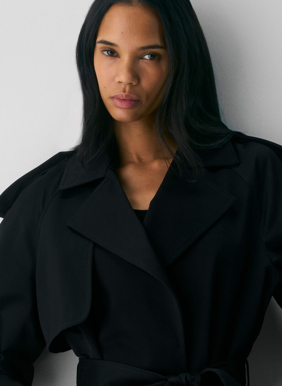 davis trenchcoat – rich twill schwarz