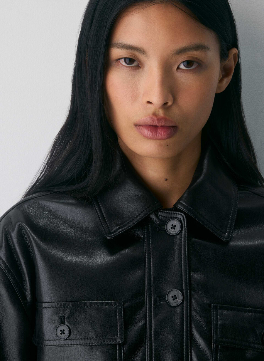 kerr jacke – unechtes leder schwarz