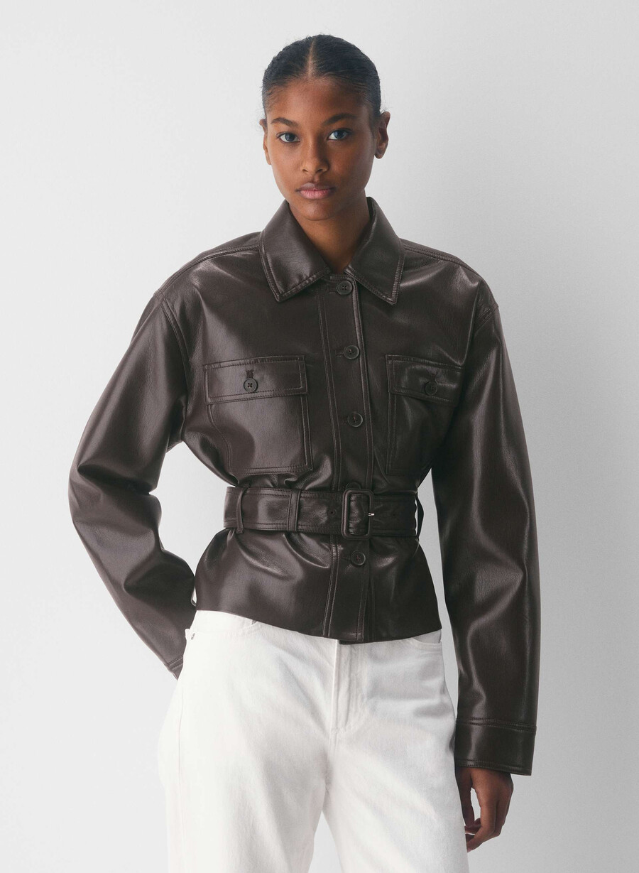 kerr jacke - unreal leather rich mocha brown