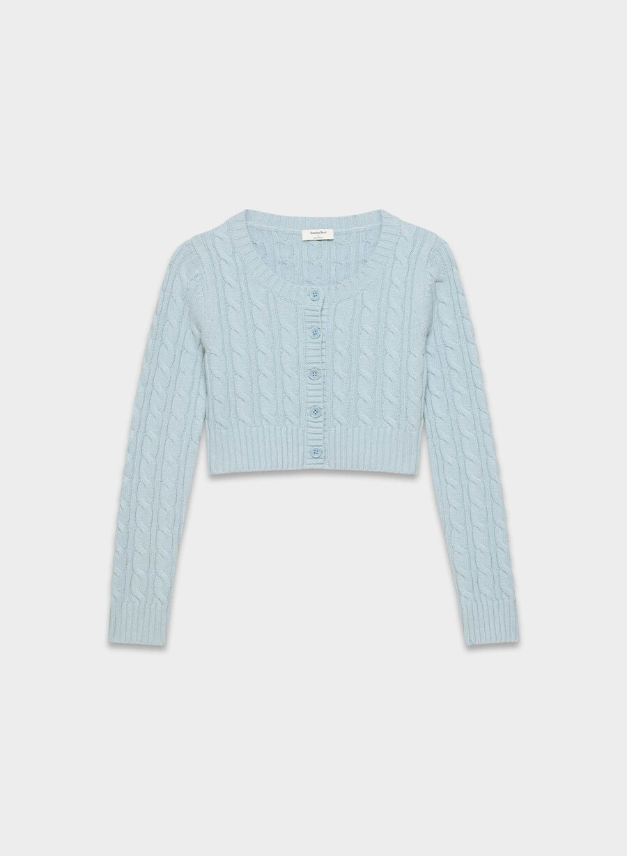 teetassen-strickjacke in taublau
