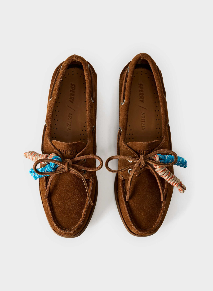 sperry x aritzia ao bootsschuh – wildleder schokoladenbraun