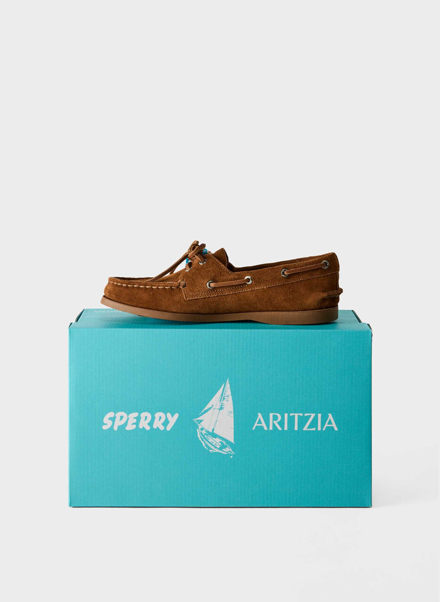 sperry x aritzia ao bootsschuh – wildleder schokoladenbraun