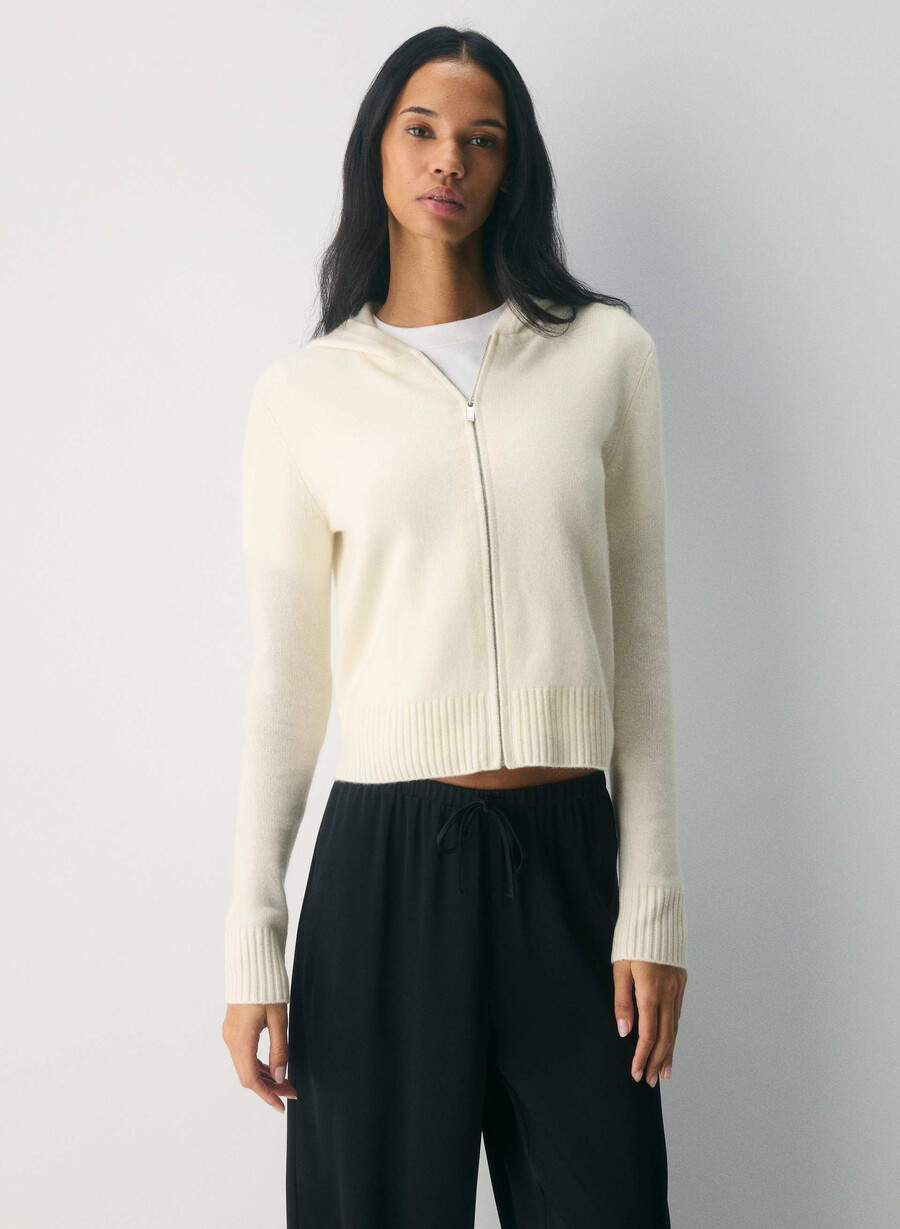 essential cashmere idyllic zip hoodie light birch