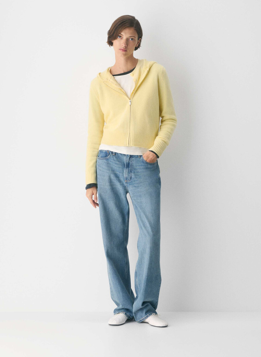 essential cashmere idyllic zip hoodie lemonade