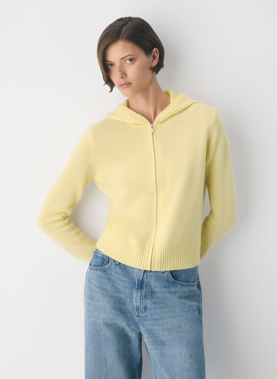 essential cashmere idyllic zip hoodie lemonade
