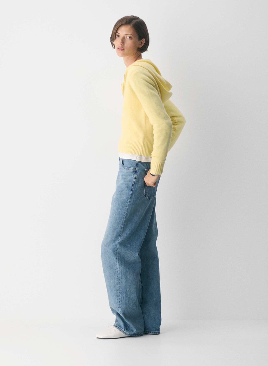 essential cashmere idyllic zip hoodie lemonade