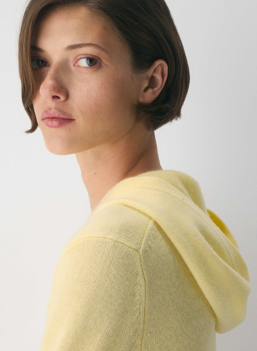 essential cashmere idyllic zip hoodie lemonade