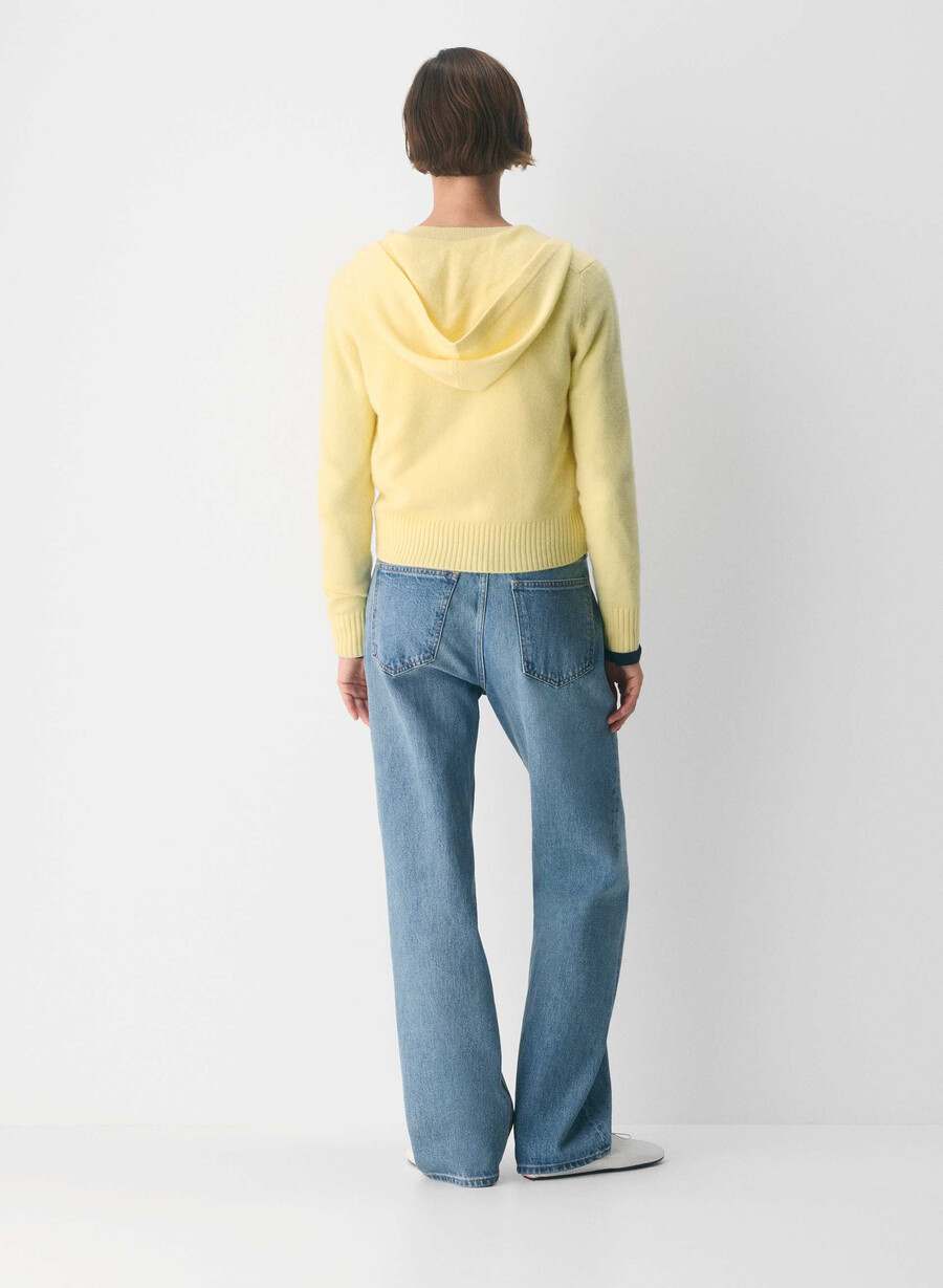 essential cashmere idyllic zip hoodie lemonade