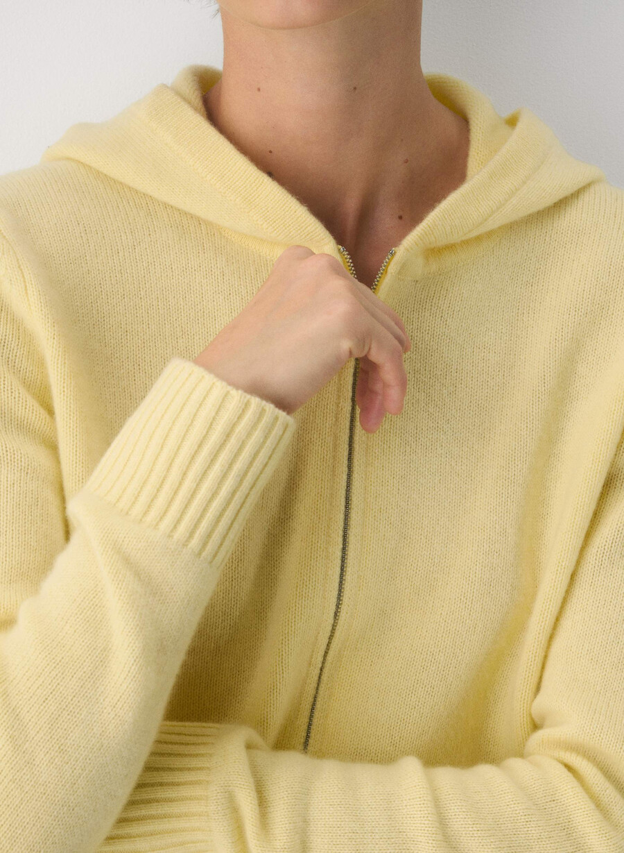 essential cashmere idyllic zip hoodie lemonade