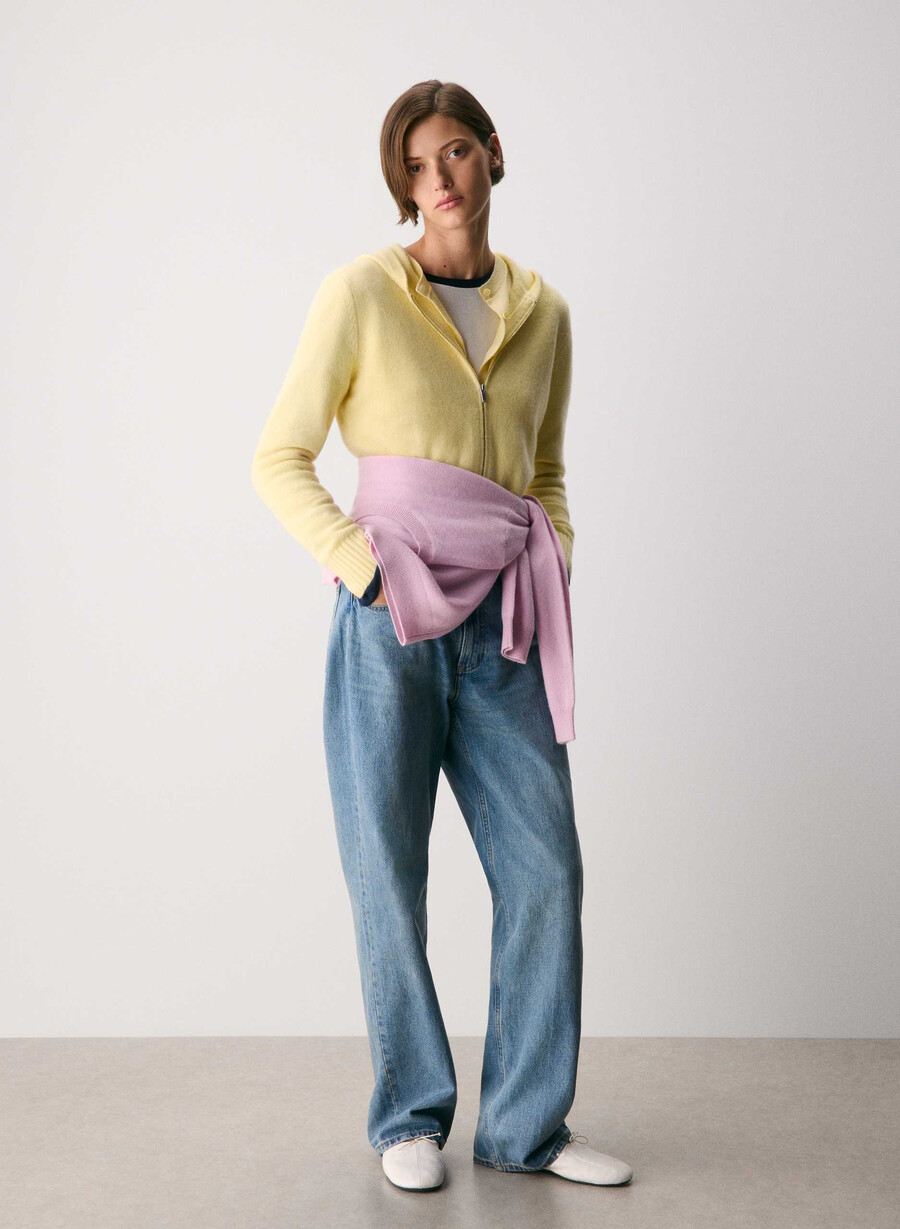 essential cashmere idyllic zip hoodie lemonade