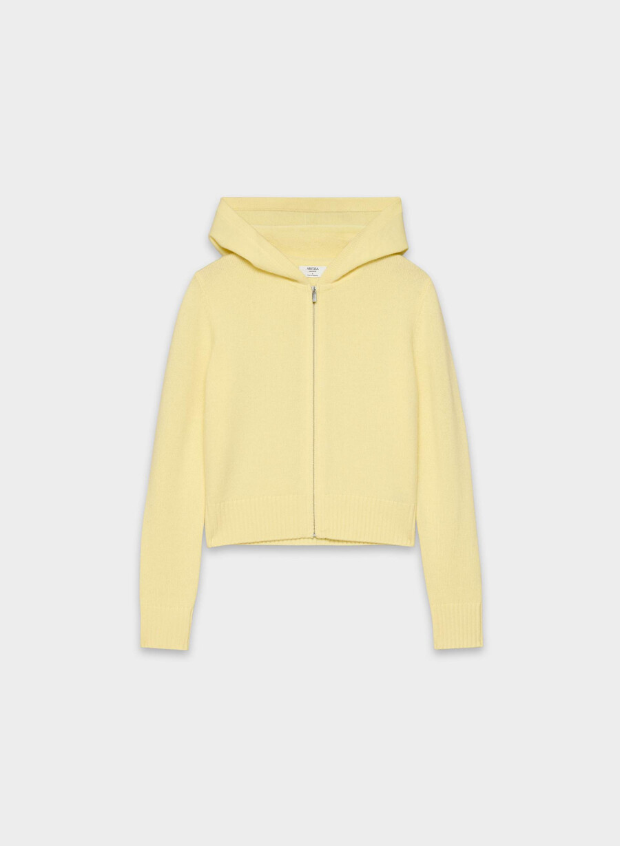 essential cashmere idyllic zip hoodie lemonade