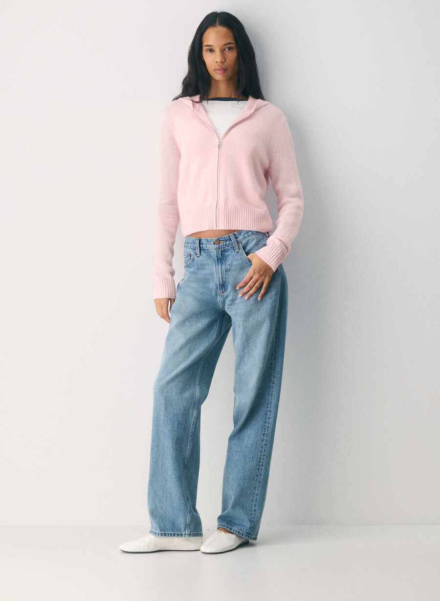 essential cashmere idyllic zip hoodie villa pink