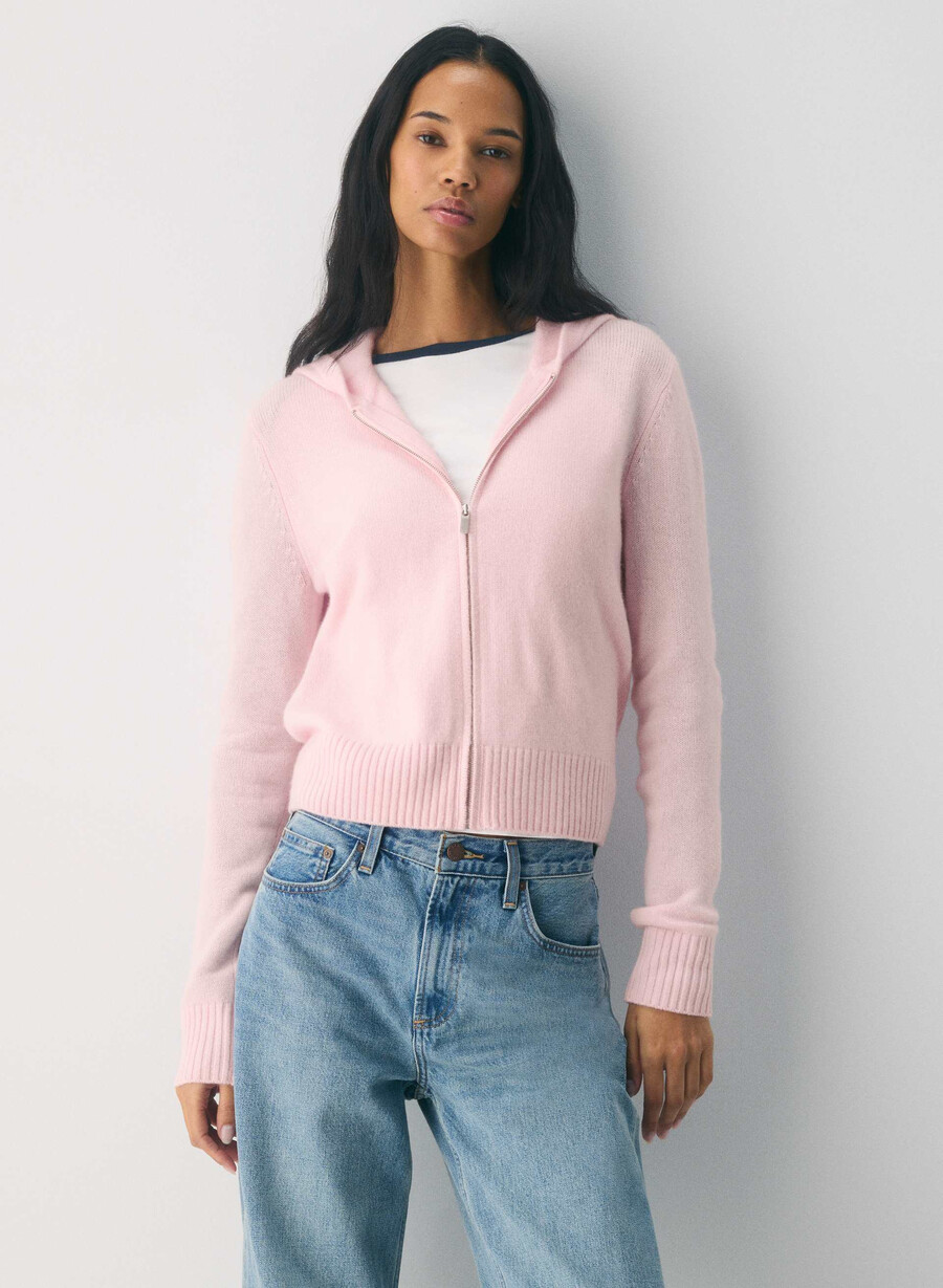 essential cashmere idyllic zip hoodie villa pink