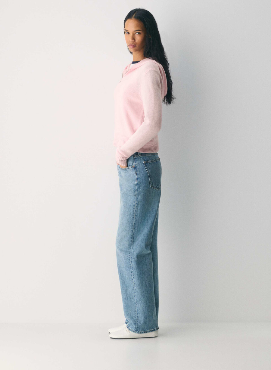 essential cashmere idyllic zip hoodie villa pink