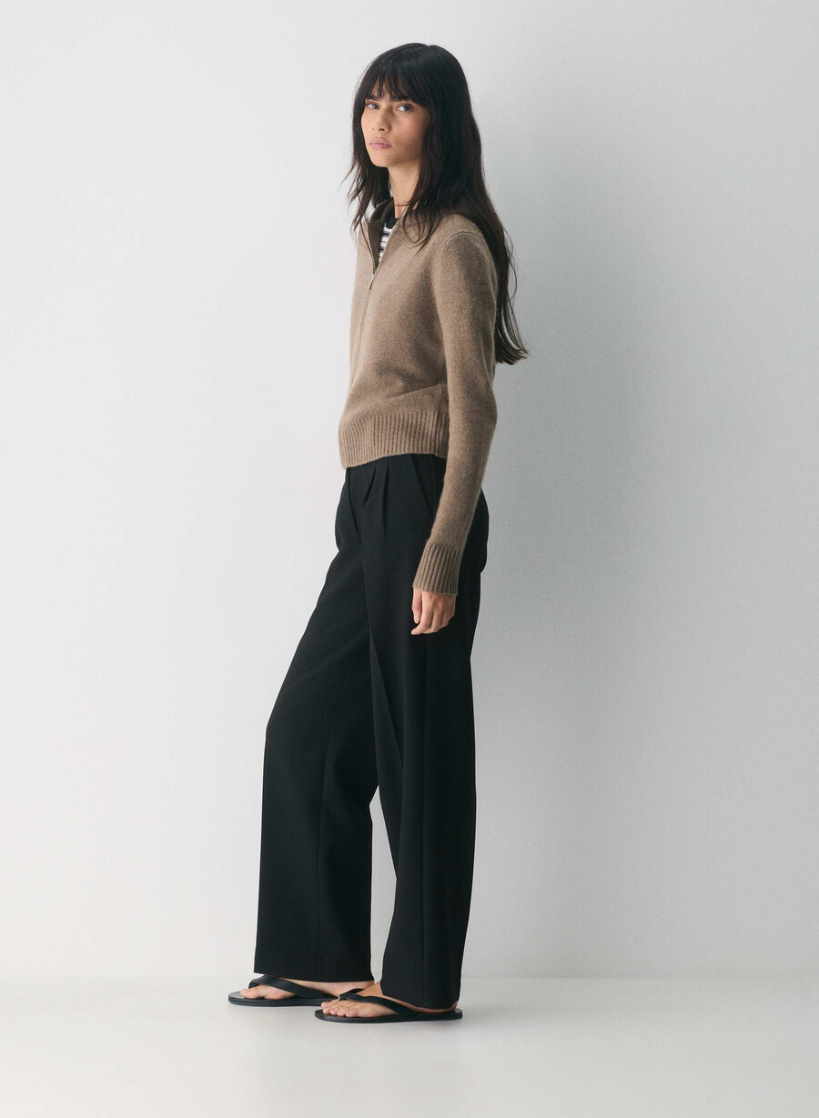 essential cashmere idyllic zip hoodie heather folio brown
