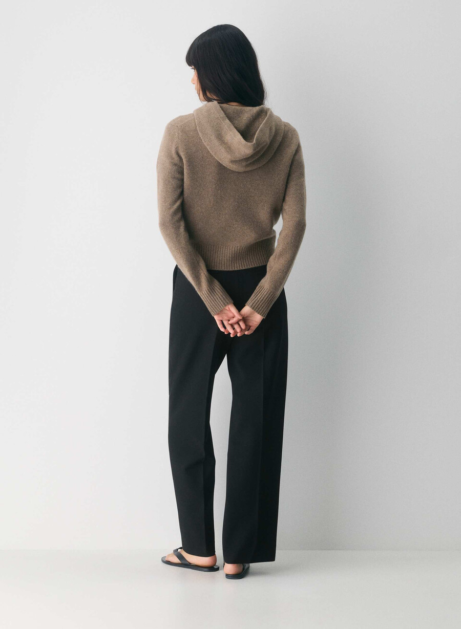 essential cashmere idyllic zip hoodie heather folio brown