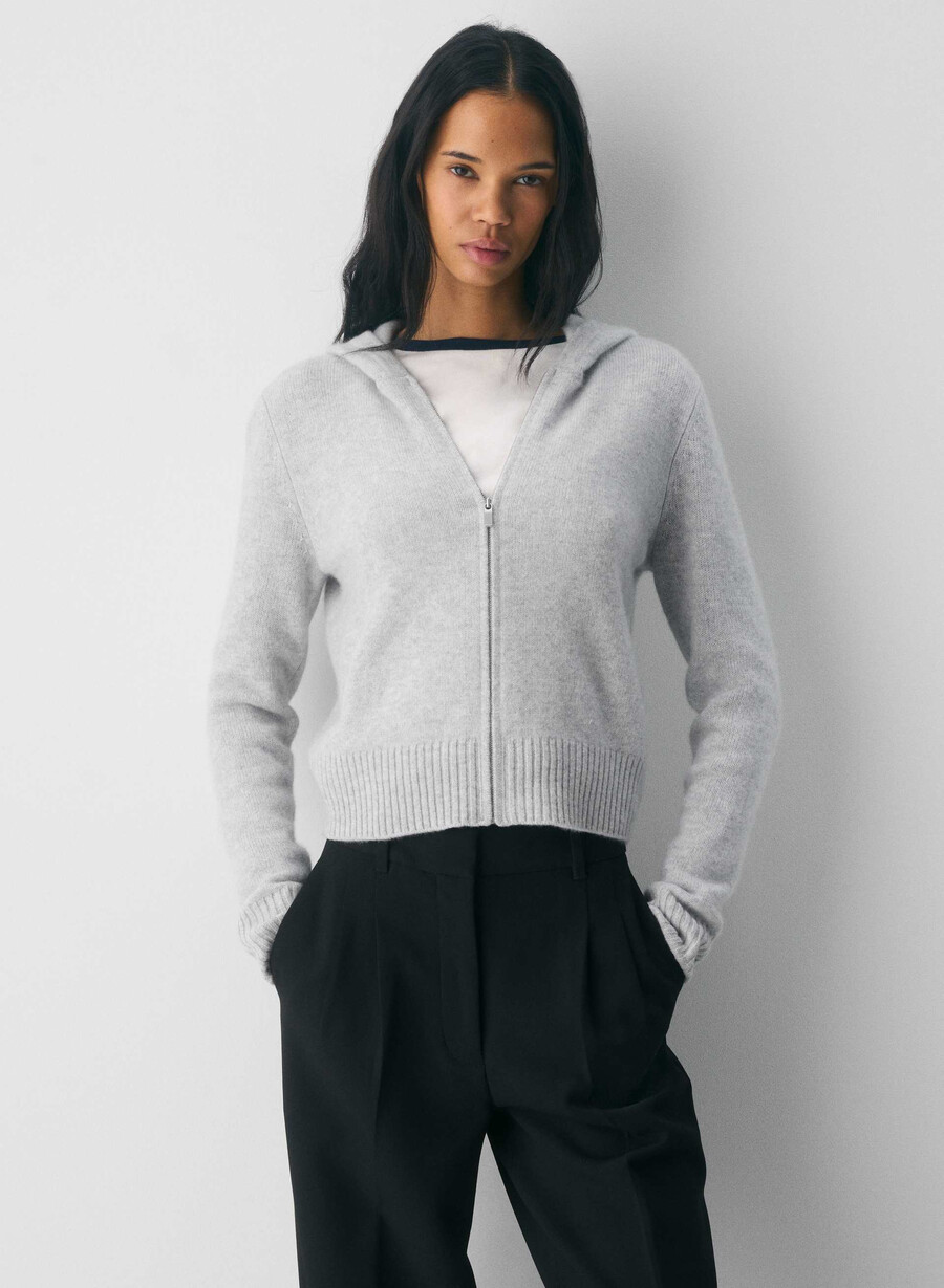 essential cashmere idyllic zip hoodie heather chrome