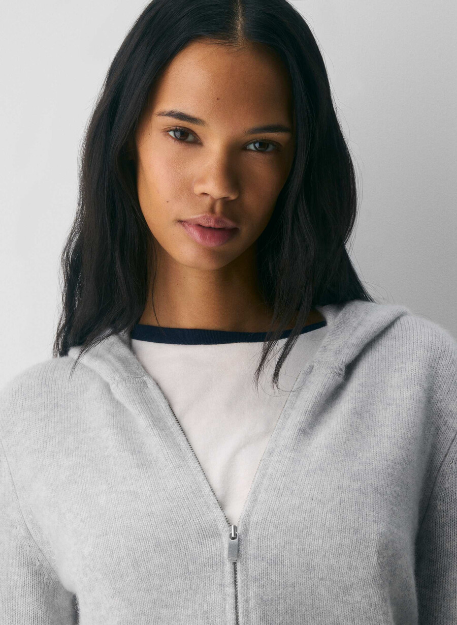 essential cashmere idyllic zip hoodie heather chrome