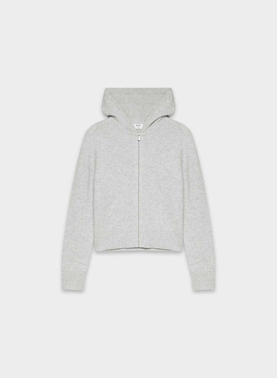 essential cashmere idyllic zip hoodie heather chrome