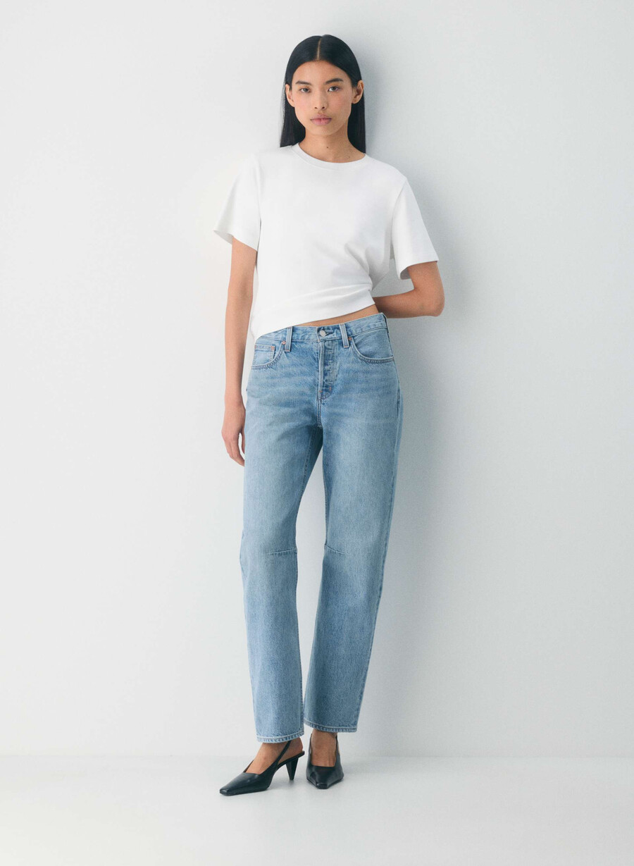 denim forum die 90er jahre mid-rise loose tapered jeans 7 yrs bleu taboo