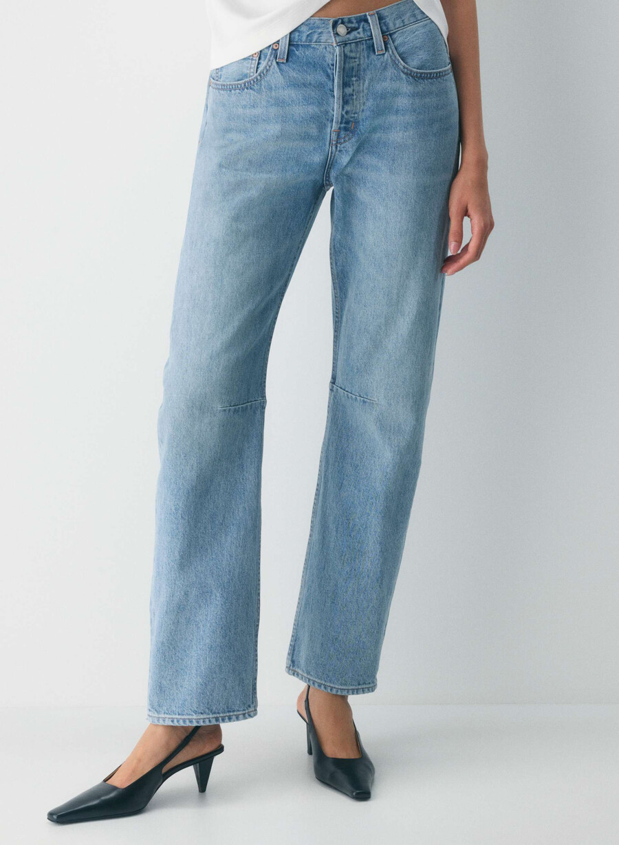denim forum die 90er jahre mid-rise loose tapered jeans 7 yrs bleu taboo