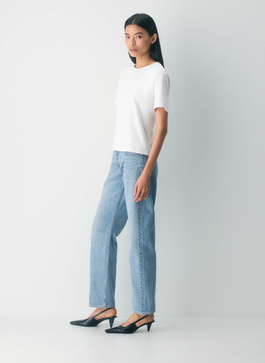 denim forum die 90er jahre mid-rise loose tapered jeans 7 yrs bleu taboo