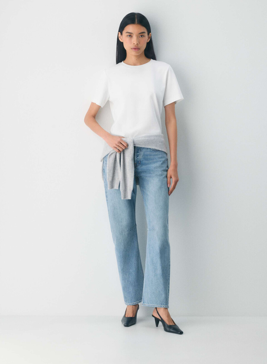 denim forum die 90er jahre mid-rise loose tapered jeans 7 yrs bleu taboo